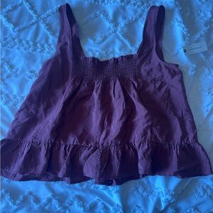 Maeve Plum Ruffle Hem Tank Top